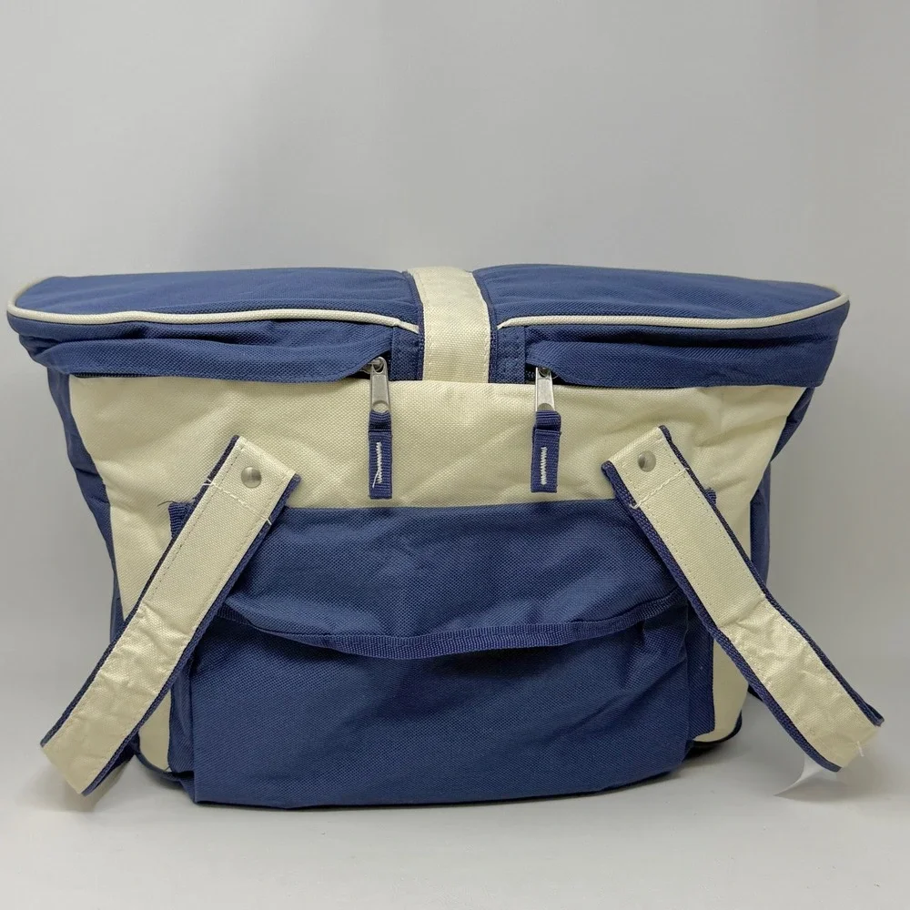 Yankee Candle Navy Blue‎ Cream Insulated Picnic Cooler Tote Bag Lunch Preppy